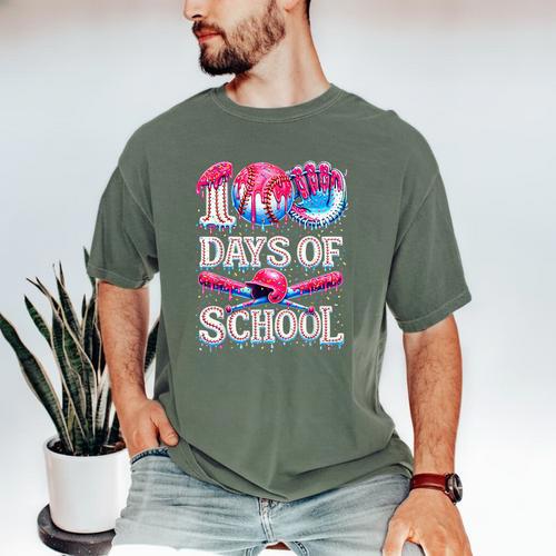 100 Days Of School Baseball Lover Donut Drip Boy Girl Men's Comfort Colors T-Shirt - Sportilla