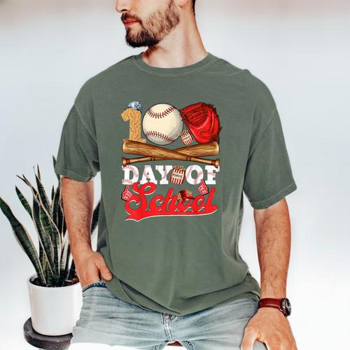 100 Days Of School Baseball Player Sports Game Teacher Kid Men's Comfort Colors T-Shirt - Sportilla