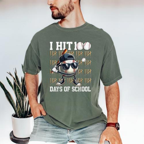 100 Days Of School Boys Kids 100th Day Balls Baseball Kids Men's Comfort Colors T-Shirt - Sportilla