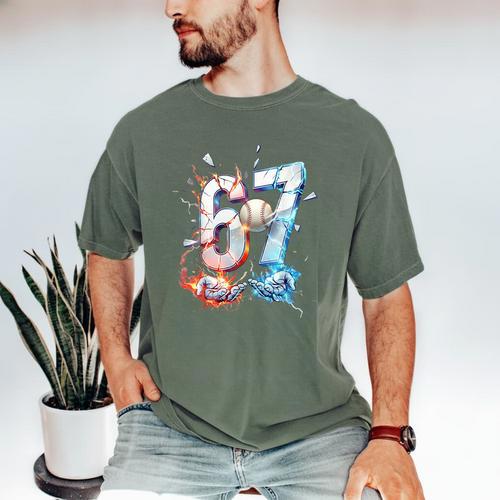 6 7 Baseball Six Seven Meme 67 Hands Kids Men Women Men's Comfort Colors T-Shirt - Sportilla