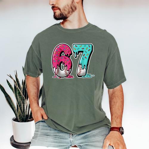 67 Ice Cream Drip Baseball Gen Alpha Slang Six Seven Meme Men's Comfort Colors T-Shirt - Sportilla