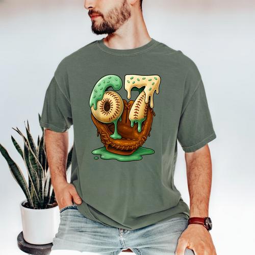 67 Ice Cream Drip Six Seven Baseball Men's Comfort Colors T-Shirt - Sportilla