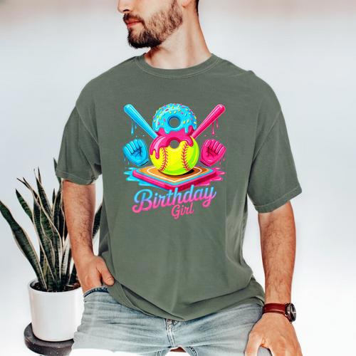 8th Birthday Baseball Ice Cream Drip 8 Years Old Girls B-Day Men's Comfort Colors T-Shirt - Sportilla