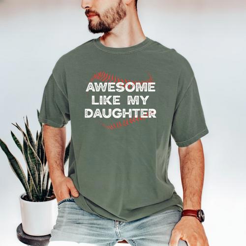 Awesome Like My Daughter Baseball Dad Men's Comfort Colors T-Shirt - Sportilla