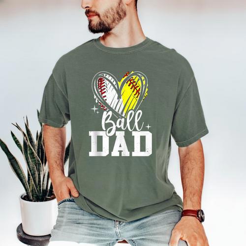 Ball Dad Softball Baseball Dad Daddy Men's Comfort Colors T-Shirt - Sportilla