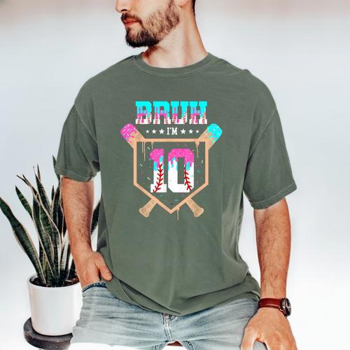 Baseball 10 Year Old Ice Cream Drip 10th Birthday Boy Player Men's Comfort Colors T-Shirt - Sportilla