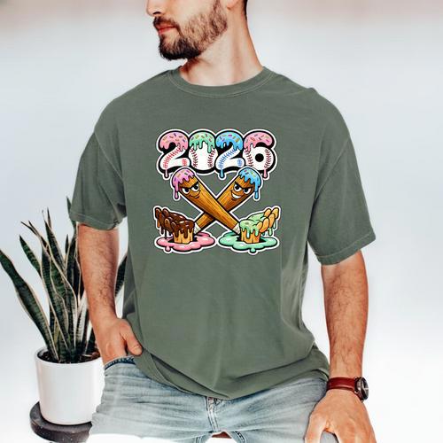 Baseball Bat 2026 Hands Drip Boys Ice Cream Dripping Youth Men's Comfort Colors T-Shirt - Sportilla