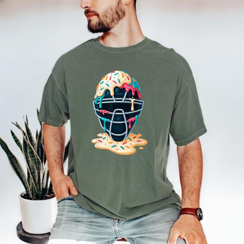Baseball Catcher Mask Ice Cream Dripping Baseball Boy Youth Men's Comfort Colors T-Shirt - Sportilla