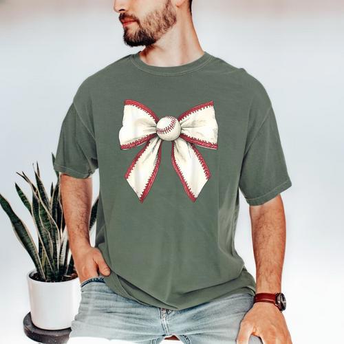 Baseball Coquette Bow Cute Baseball Game Men's Comfort Colors T-Shirt - Sportilla