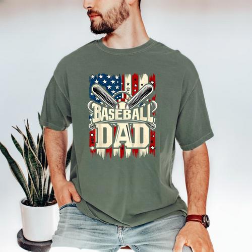 Baseball Dad American USA Flag Dada Men Baseball Fathers Day Men's Comfort Colors T-Shirt - Sportilla