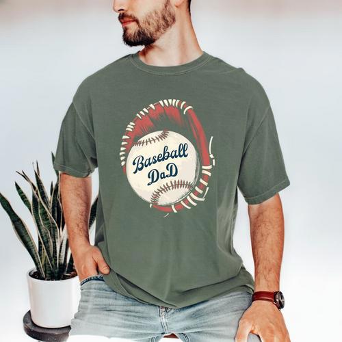 Baseball Dad Softball Glove And Ball Men's Comfort Colors T-Shirt - Sportilla
