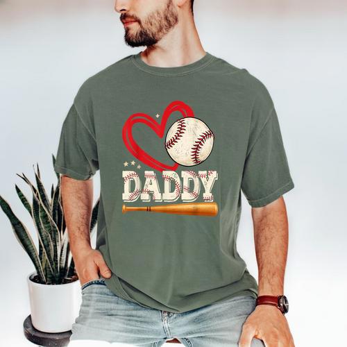 Baseball Daddy Baseball Heart Family Matching Men's Comfort Colors T-Shirt - Sportilla
