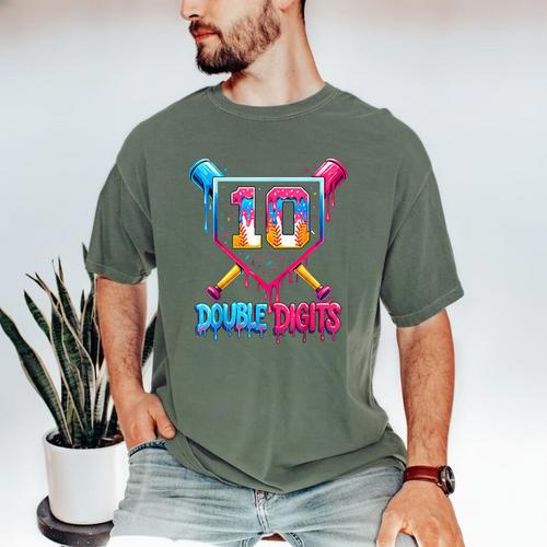 Baseball Drip 10th Birthday Boy Double Digits Ice Cream Drip Men's Comfort Colors T-Shirt - Sportilla