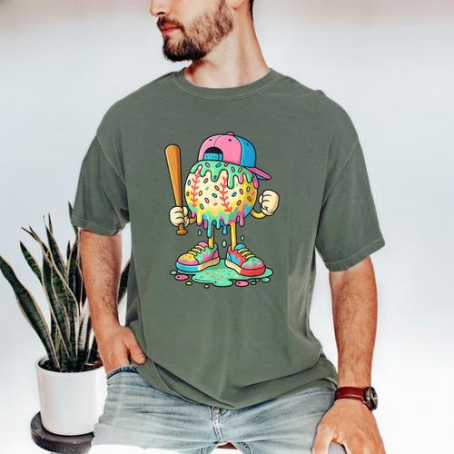 Baseball Drip For Boys Ice Cream Drip Baseball Sport Men's Comfort Colors T-Shirt - Sportilla