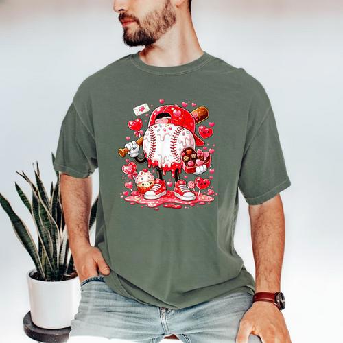 Baseball Drip Ice Cream Boys Kids Youth Valentines Men's Comfort Colors T-Shirt - Sportilla