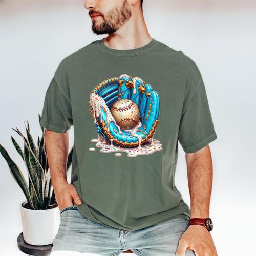 Baseball Drip Ice Cream Sprinkless Glove Boy Kid Men's Comfort Colors T-Shirt - Sportilla