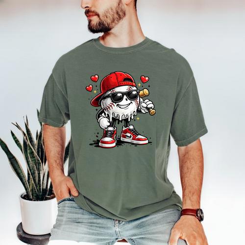 Baseball Drip Ice Cream Valentine’s Day Boys Kids Men's Comfort Colors T-Shirt - Sportilla