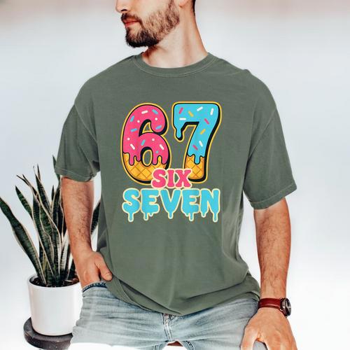 Baseball Drip Number 67 Player Trendy 6 7 Meme Men's Comfort Colors T-Shirt - Sportilla