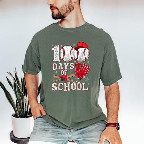 Baseball Happy 100 Days Of School Boy Girl Kid Teacher Men's Comfort Colors T-Shirt - Sportilla