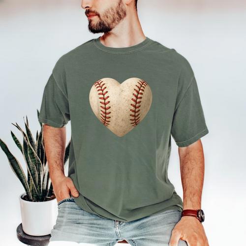 Baseball Heart Shape Valentines Day Love Boys Kids Men Men's Comfort Colors T-Shirt - Sportilla