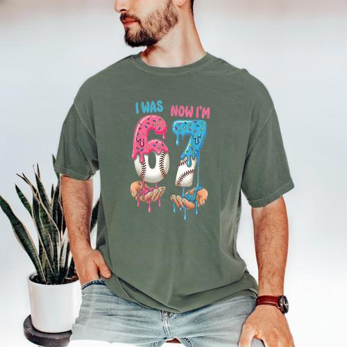 Baseball Ice Cream I Was 6 Now I'm 7 67 Birthday Boy Men's Comfort Colors T-Shirt - Sportilla
