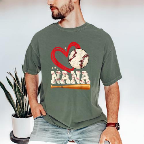 Baseball Nana Baseball Heart Family Matching Men's Comfort Colors T-Shirt - Sportilla