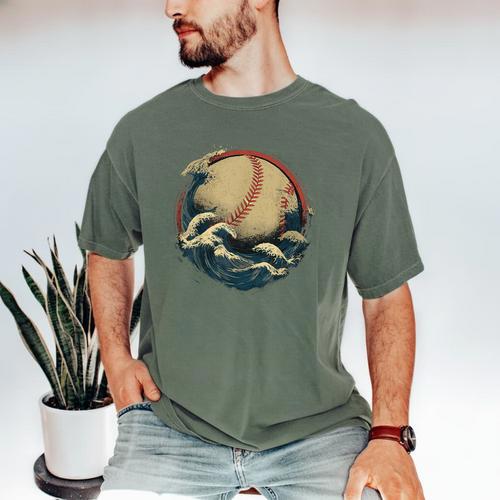Baseball Waves Ocean Sports Baseball Fans Men's Comfort Colors T-Shirt - Sportilla