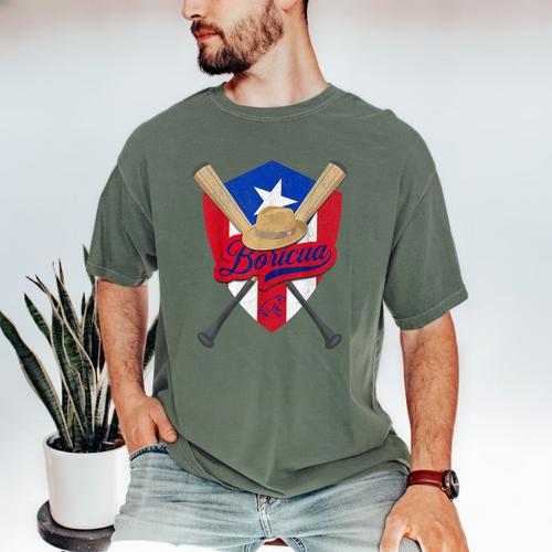 Boricua Puerto Rico Baseball Coqui Frog Pava Hat Fan Men's Comfort Colors T-Shirt - Sportilla