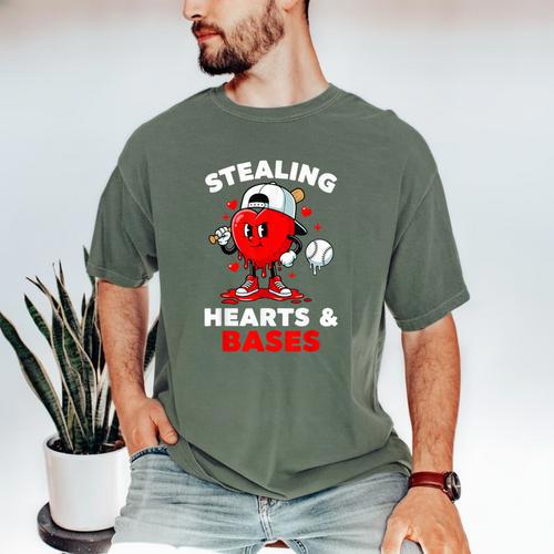 Boys Valentines Baseball Drip Icecream Stealing Hearts Kids Men's Comfort Colors T-Shirt - Sportilla