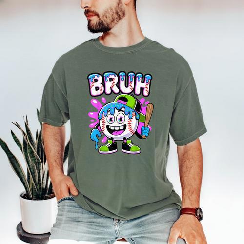 Bruh Baseball Drip Boys Youth Ice Cream Dripping Baseball Men's Comfort Colors T-Shirt - Sportilla