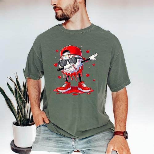 Dabbing Baseball Drip Ice Cream Youth Boy Valentines Day Men's Comfort Colors T-Shirt - Sportilla