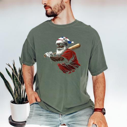 Dominican Republic Santa Christmas Baseball Beisbol Men's Comfort Colors T-Shirt - Sportilla