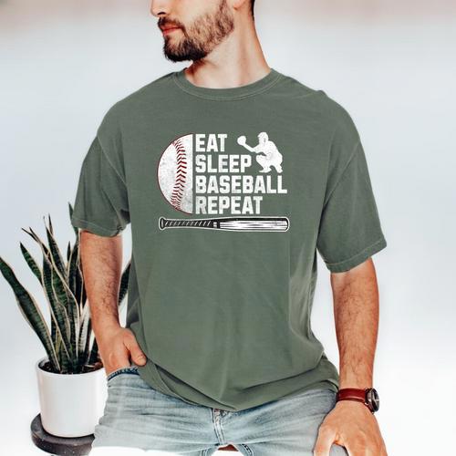 Eat Sleep Baseball Repeat Baseball Player Men Boys Men's Comfort Colors T-Shirt - Sportilla