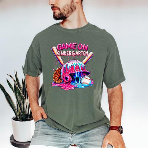 Game Kindergarten Baseball Ice Cream Drip On Back To School Men's Comfort Colors T-Shirt - Sportilla