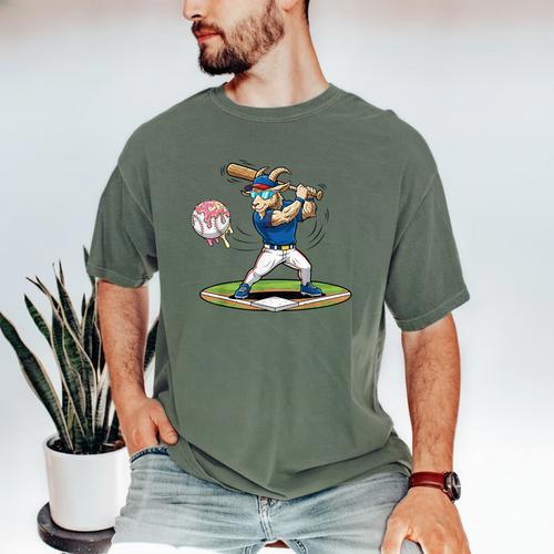 Goat Baseball Player With Bat And Ball Drip Animal Sports Men's Comfort Colors T-Shirt - Sportilla