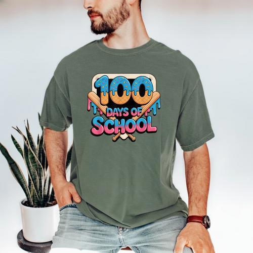 Happy 100 Days Of School Baseball Drip For Kids Teachers Men's Comfort Colors T-Shirt - Sportilla