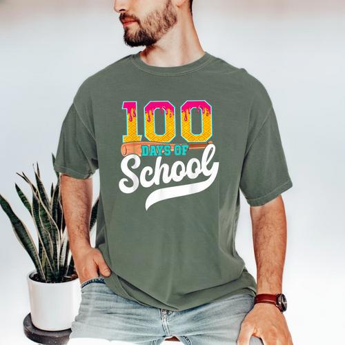 Ice Cream Drip 100 Days Of School Baseball Boys 100th Day Men's Comfort Colors T-Shirt - Sportilla