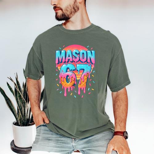Mason 67 Costume Ice Cream Baseball Drip 6 7 Meme Six Seven Men's Comfort Colors T-Shirt - Sportilla