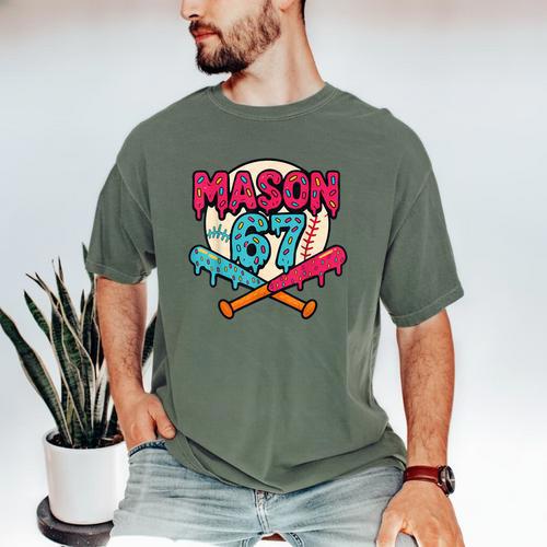 Mason 67 Ice Cream Drip Baseball Meme Graphics Men's Comfort Colors T-Shirt - Sportilla