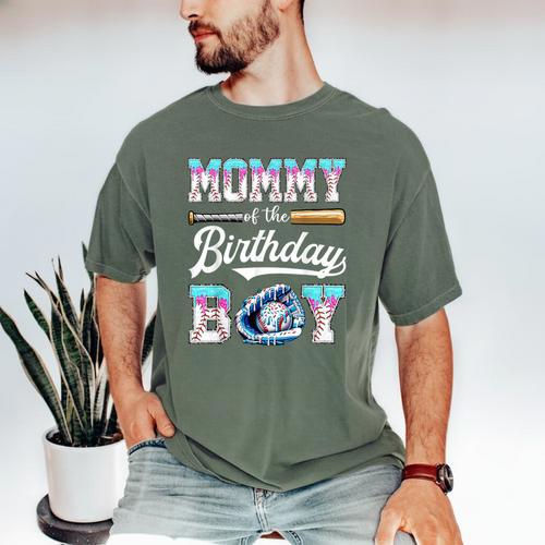 Mommy Of The Birthday Boy Baseball Ice Cream Drip Matching Men's Comfort Colors T-Shirt - Sportilla
