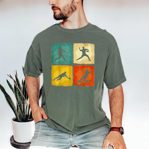 Retro Style Baseball Lover Playing Men Women Kids Baseball Men's Comfort Colors T-Shirt - Sportilla