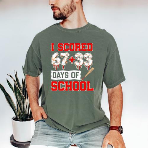 I Scored 6733 100th Days Of School Baseball Six Seven Meme Men's Comfort Colors T-Shirt - Sportilla