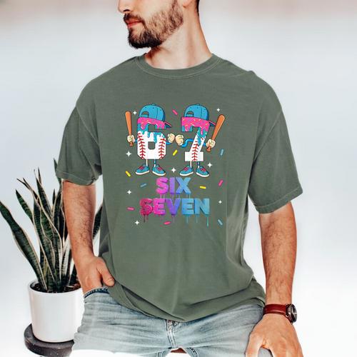 Six Seven Baseball Ice Cream Drip 6 7 Meme Gen Alpha Slang Men's Comfort Colors T-Shirt - Sportilla