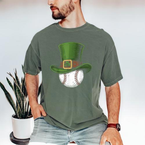 St Patricks Day Shamrock Baseball Saint Paddy's Kids Boys Men's Comfort Colors T-Shirt - Sportilla