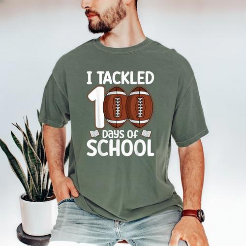 I Tackled 100 Days Of School Baseball Player Kids Teacher Men's Comfort Colors T-Shirt - Sportilla