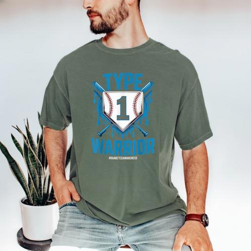 Type 1 Warrior Diabetes Awareness Baseball Enthusiasts Men's Comfort Colors T-Shirt - Sportilla