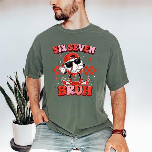 Valentines Day Baseball Six Seven 67 Meme Heart Baseball Dab Men's Comfort Colors T-Shirt - Sportilla