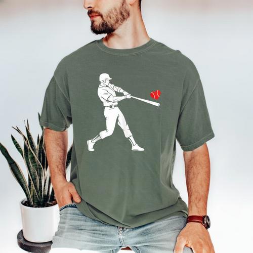Valentines US Baseball Player Silhouette Heart Men's Comfort Colors T-Shirt - Sportilla