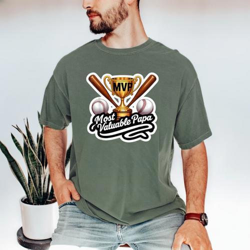 Most Valuable Papa Baseball Dad Coach Player Father's Day Men's Comfort Colors T-Shirt - Sportilla