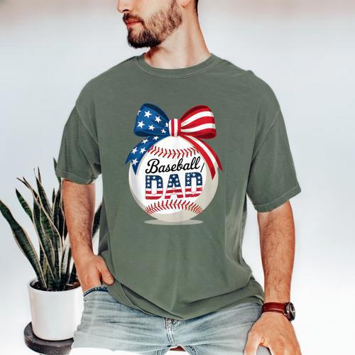 Vintage Baseball Dad Patriotic USA Flag 4th Of July Fathers Men's Comfort Colors T-Shirt - Sportilla